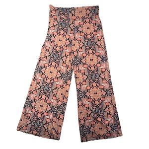 Just be… size large pink and blue multi patterned cotton wide flare pants